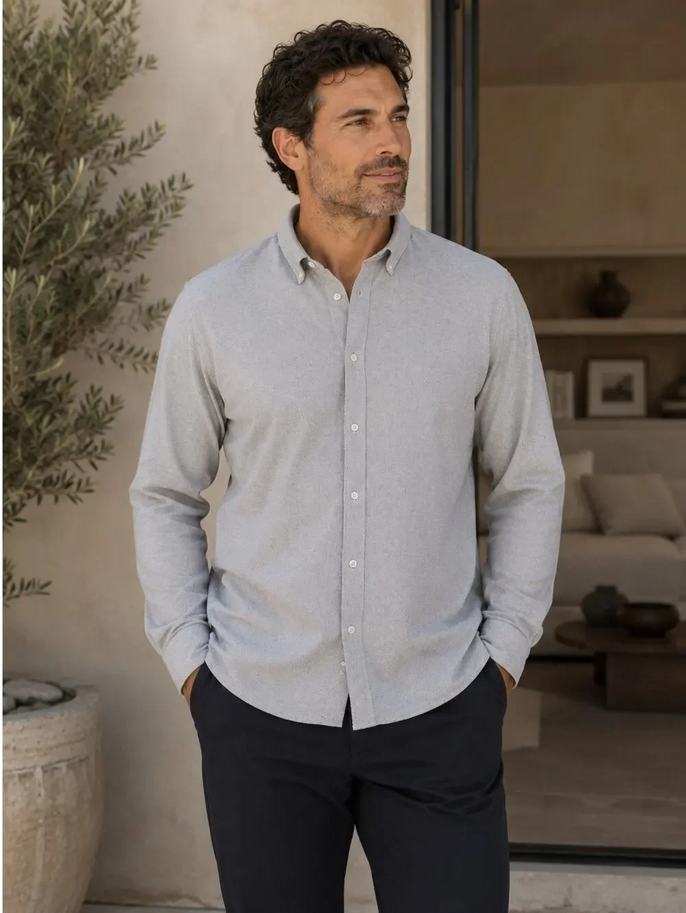 Lululemon Button Up Shirt Mens XXL Gray Performance Stretch Casual